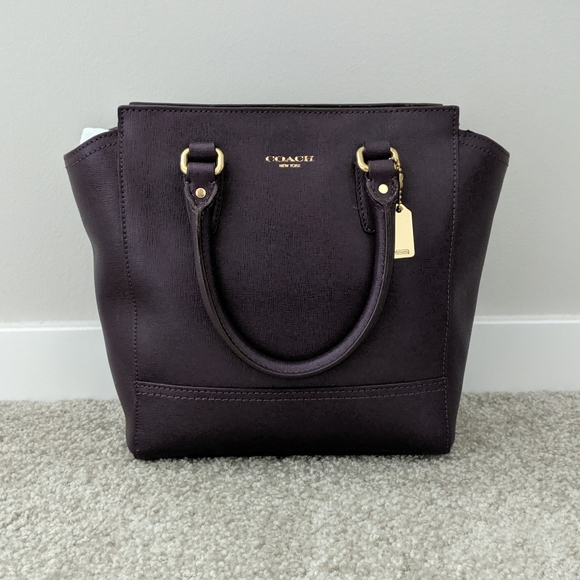 Coach Handbags - Coach Mini Tanner Satchel in Eggplant Saffiano